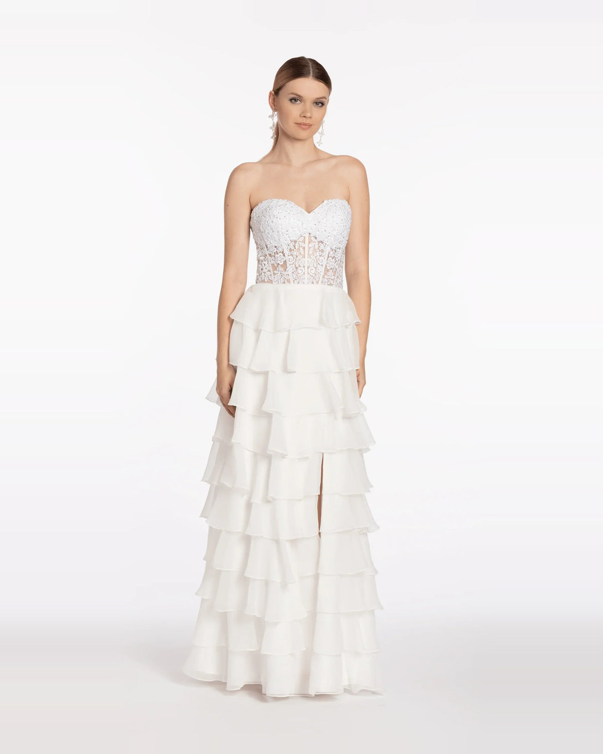 Corset Tiered Sweetheart Ball-Gown Floor-Length Prom Dress for Special Occasion