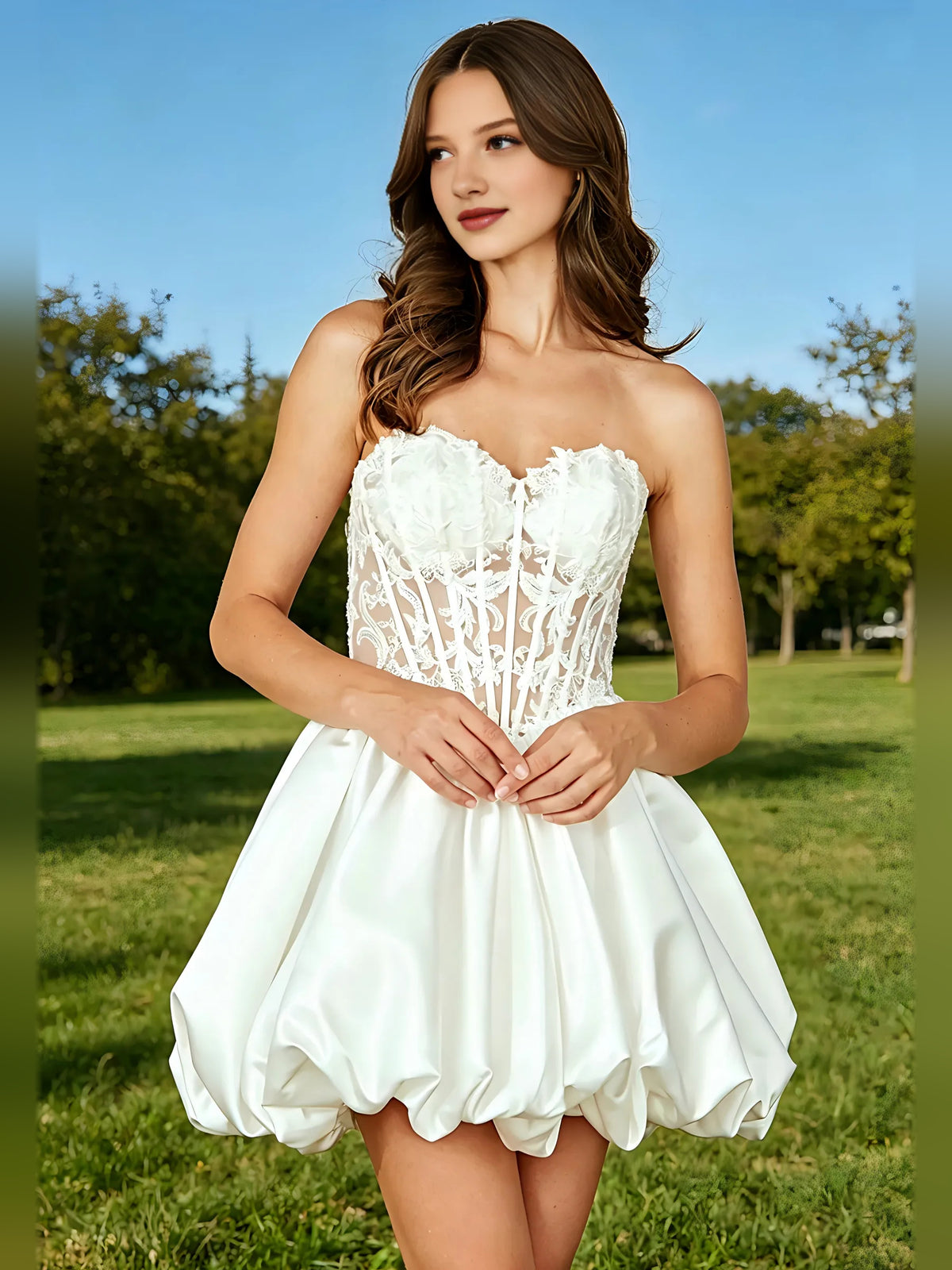 Corset Embroidered Sweetheart A-Line Mini Satin Homecoming Dress for Cocktail Event