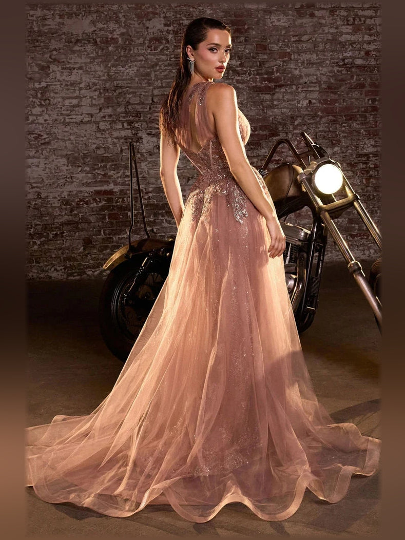 Floral Print One-Shoulder Corset Floor-Length Formal Dress