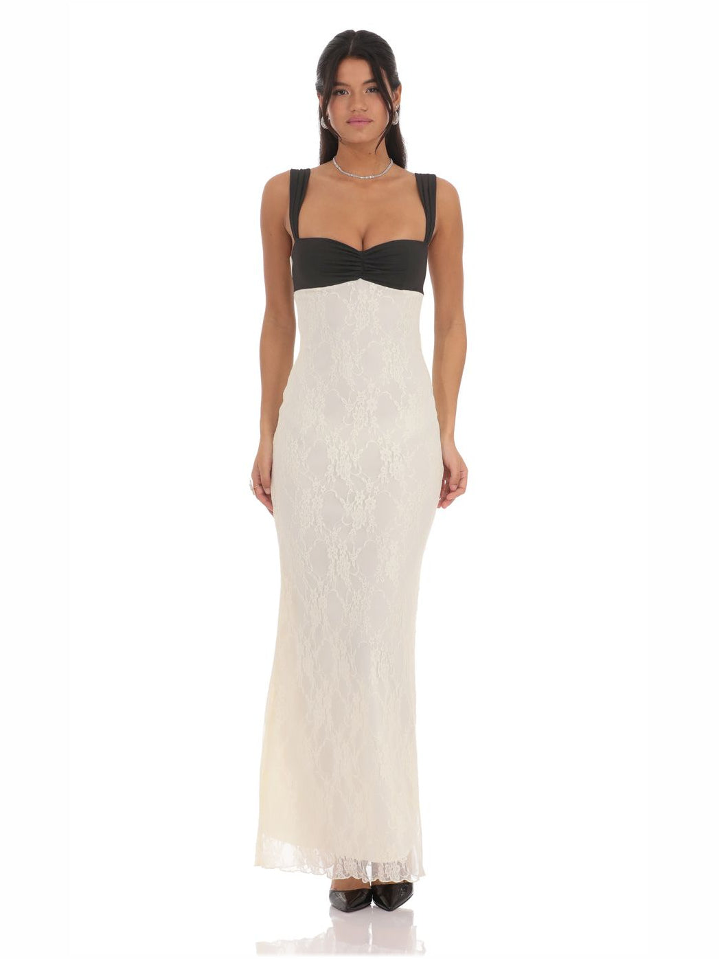 Cream Sweetheart Sheath Lace Maxi Formal Dress