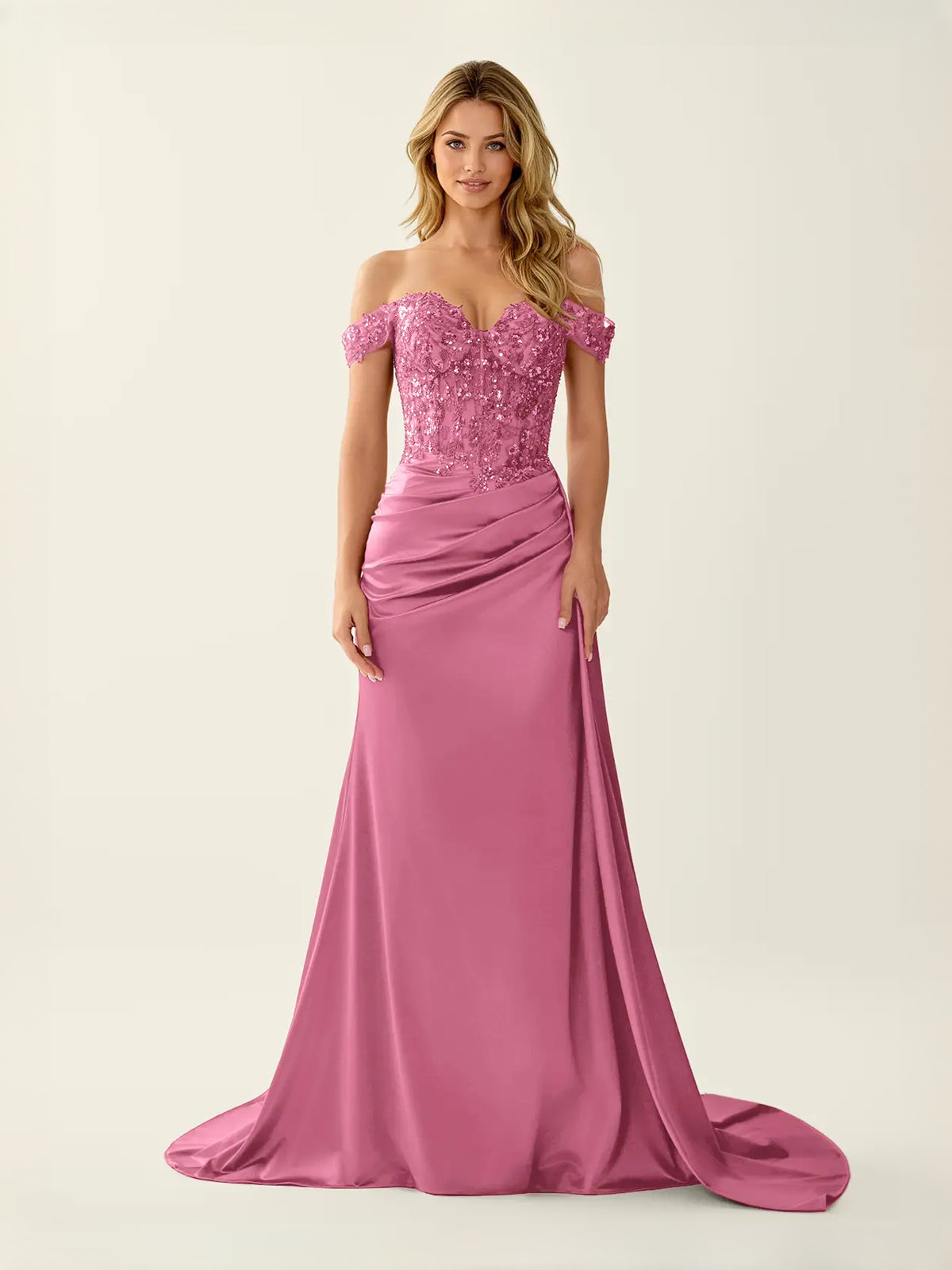 Ruched Draped Sweetheart Mermaid Floor-Length Satin Prom Dress for Red Carpet Event
