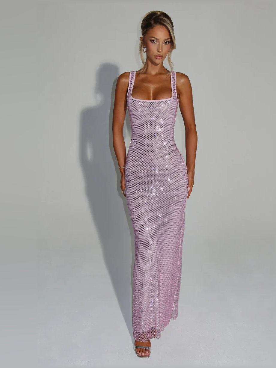 Square Neck Open Back Mermaid Floor-Length Formal Dress
