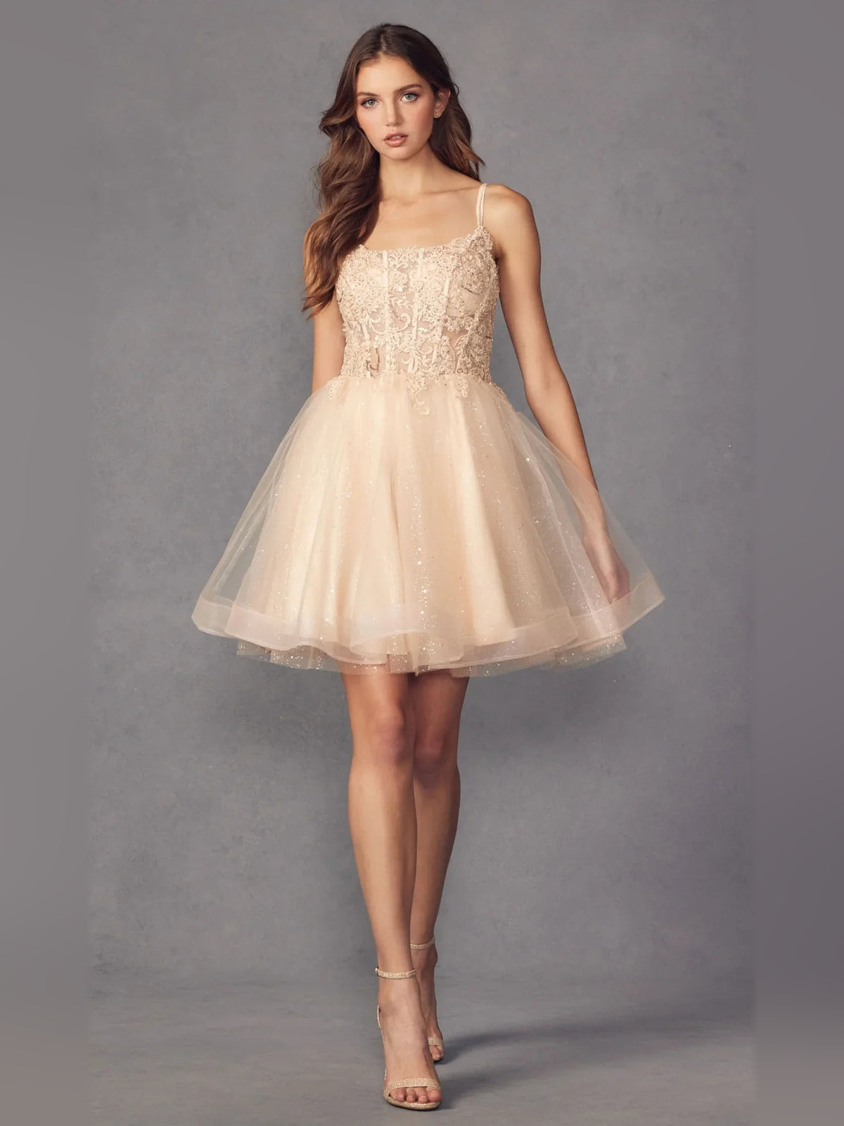 Corset Layered Floral Scoop Neck A-Line Short Tulle Homecoming Dress for Holiday Gala