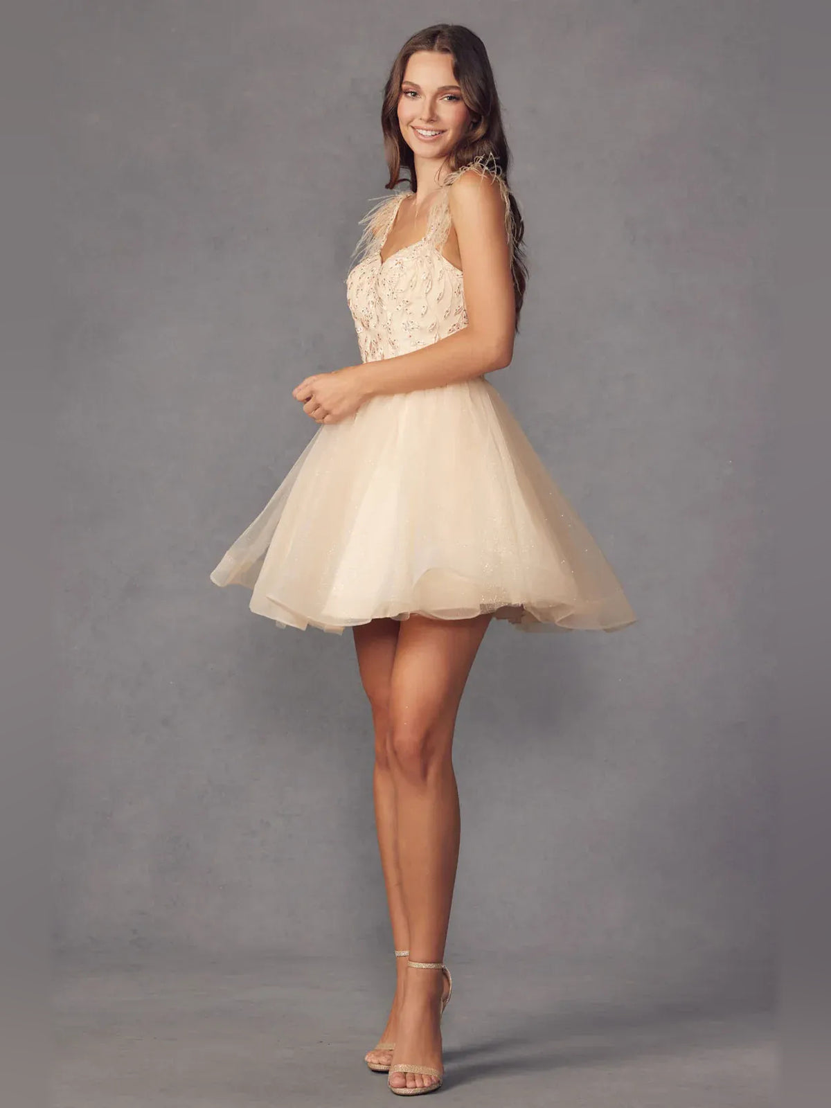 Glitter Sweetheart A-Line Mini Tulle Homecoming Dress for Reception Party