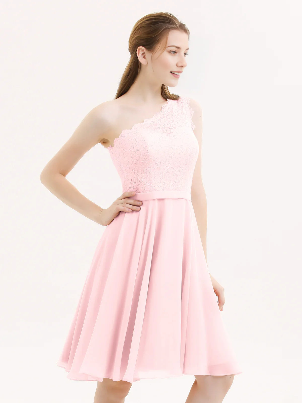 One Shoulder A-Line Short Chiffon Homecoming Dress for Evening Celebration