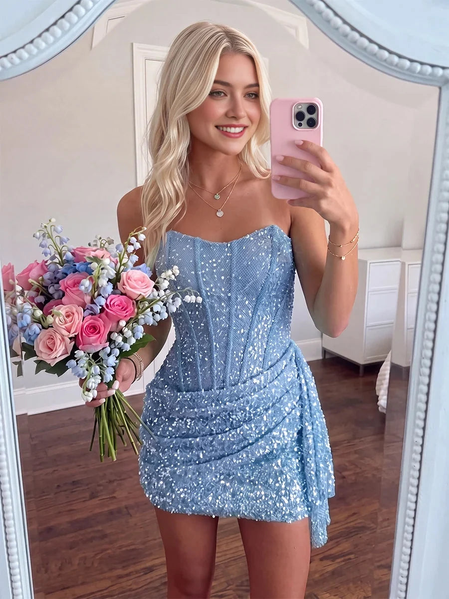 Draped Corset Sweetheart Sheath Mini Homecoming Dress for Charity Ball