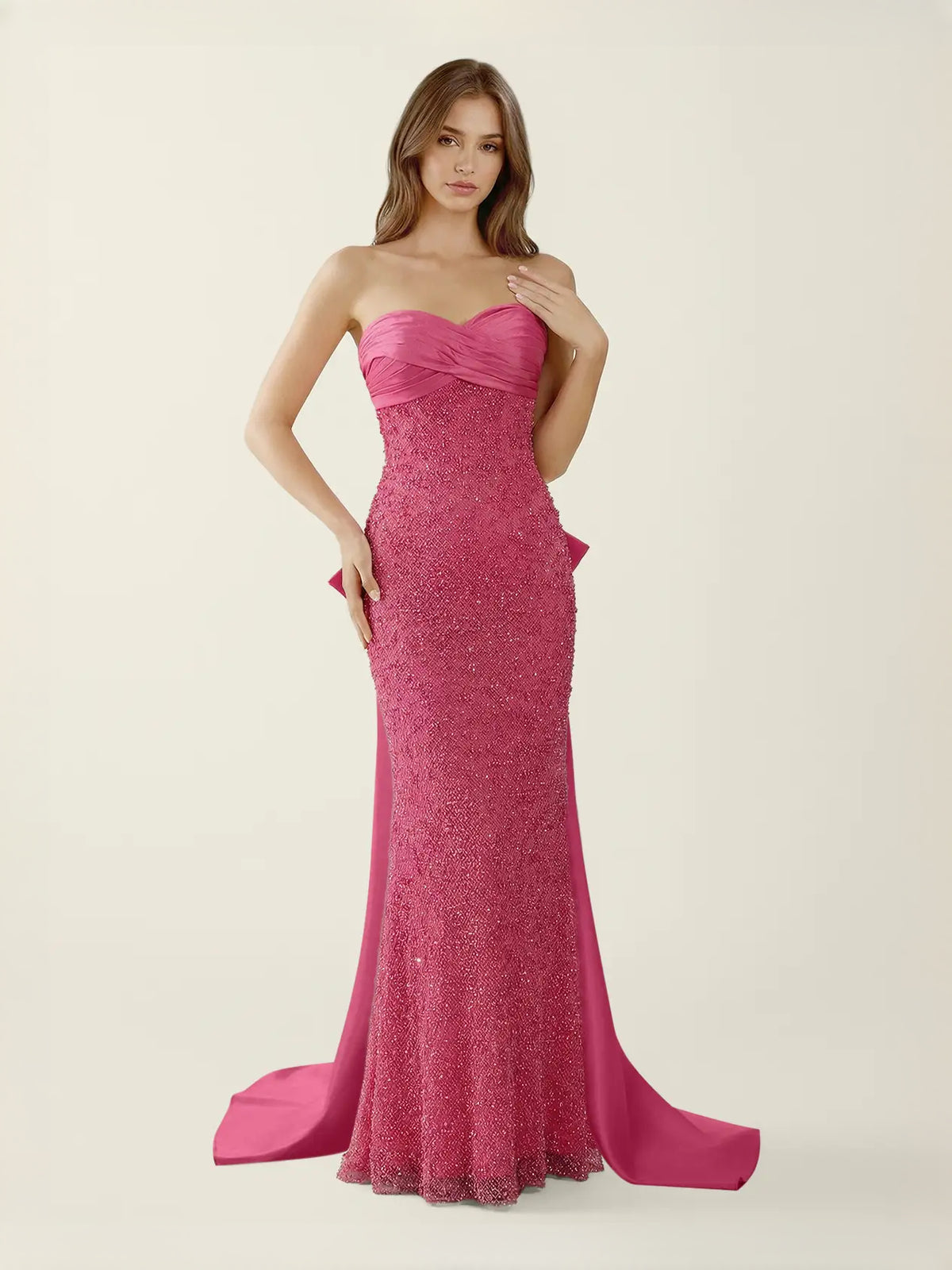 Ruched Draped Sweetheart Mermaid Maxi Satin Prom Dress for Celebration Dinner