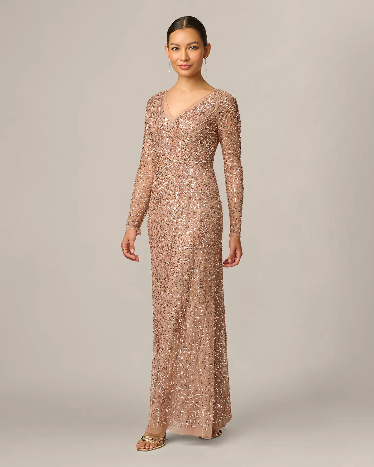 Long-Sleeve A-Line Maxi Mother of the Bride Dress for Church Wedding