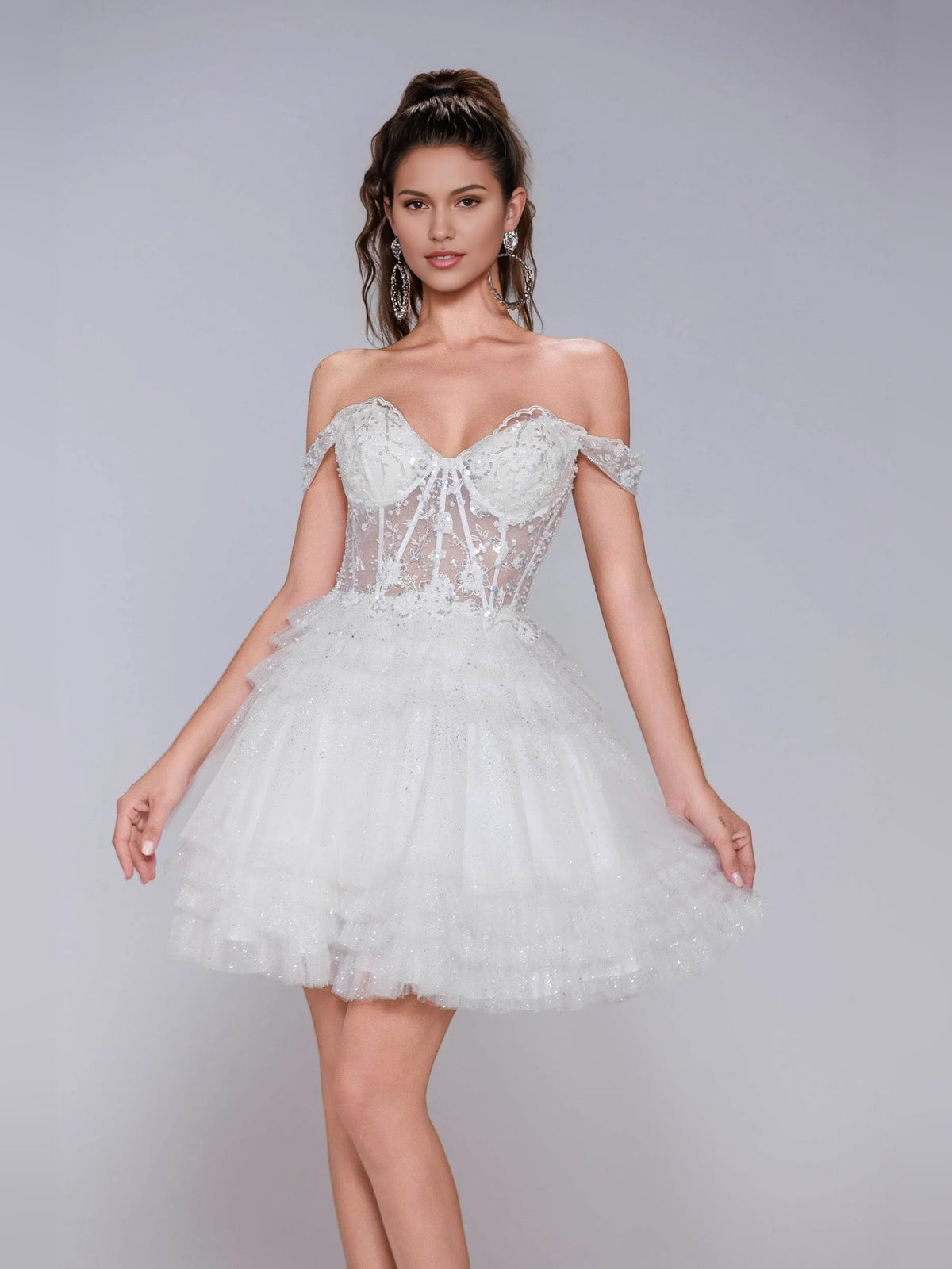 Corset Layered Sweetheart A-Line Short Tulle Homecoming Dress for Concert Evening