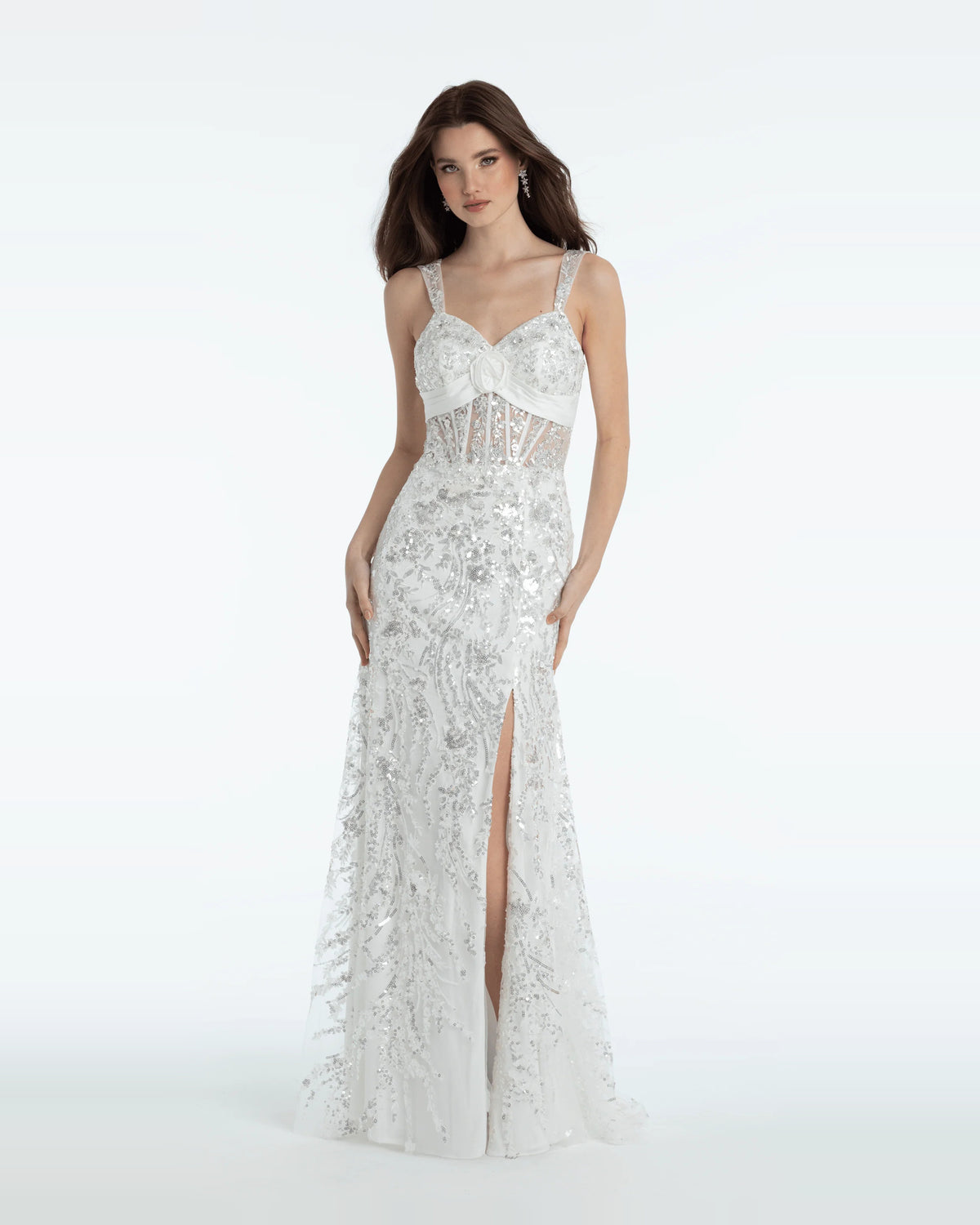 Pleated Corset Sweetheart Column Maxi Prom Dress for Spring Formal
