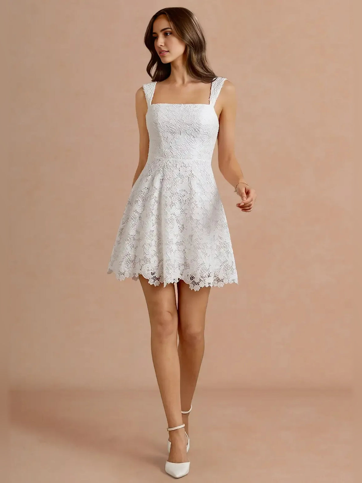Floral Square Neck A-Line Mini Homecoming Dress for School Formal