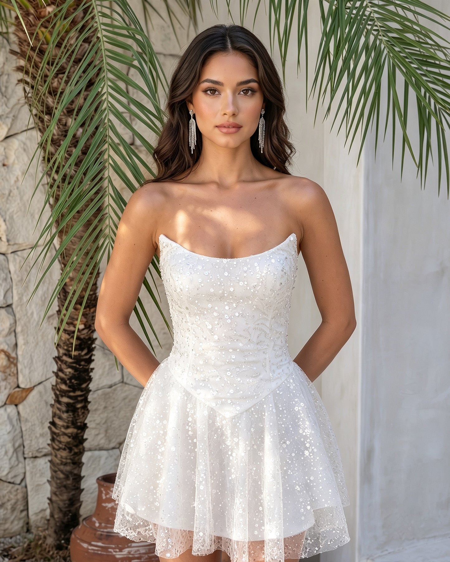 Strapless Glitter Tulle A-Line Short Homecoming Dress