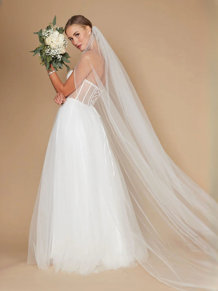Corset Glitter Strapless A-Line Floor-Length Tulle Prom Dress for Black Tie Event