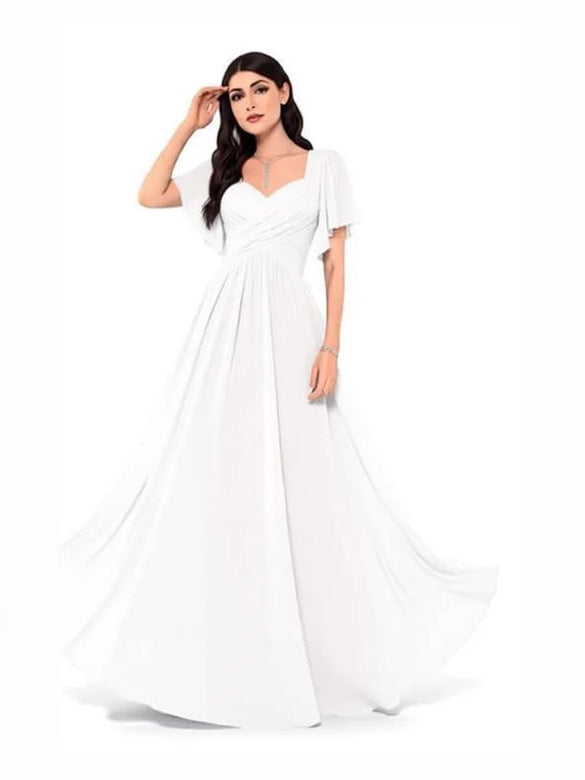 Sweetheart A-Line Maxi Chiffon Bridesmaid Dress for Wedding Ceremony