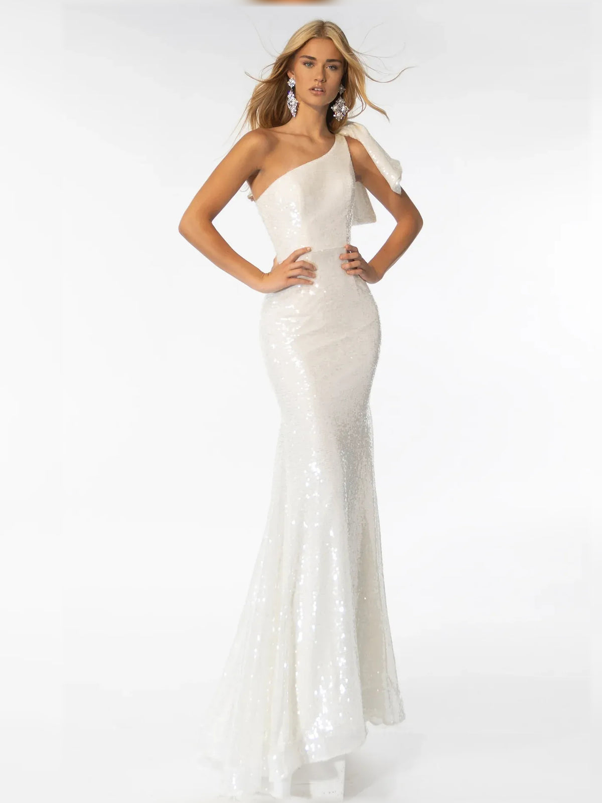 One-Shoulder Puff Sleeves Mermaid Floor-Length Formal Dress