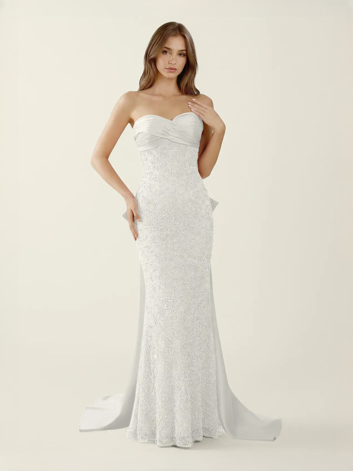 Ruched Draped Sweetheart Mermaid Maxi Satin Prom Dress for Celebration Dinner