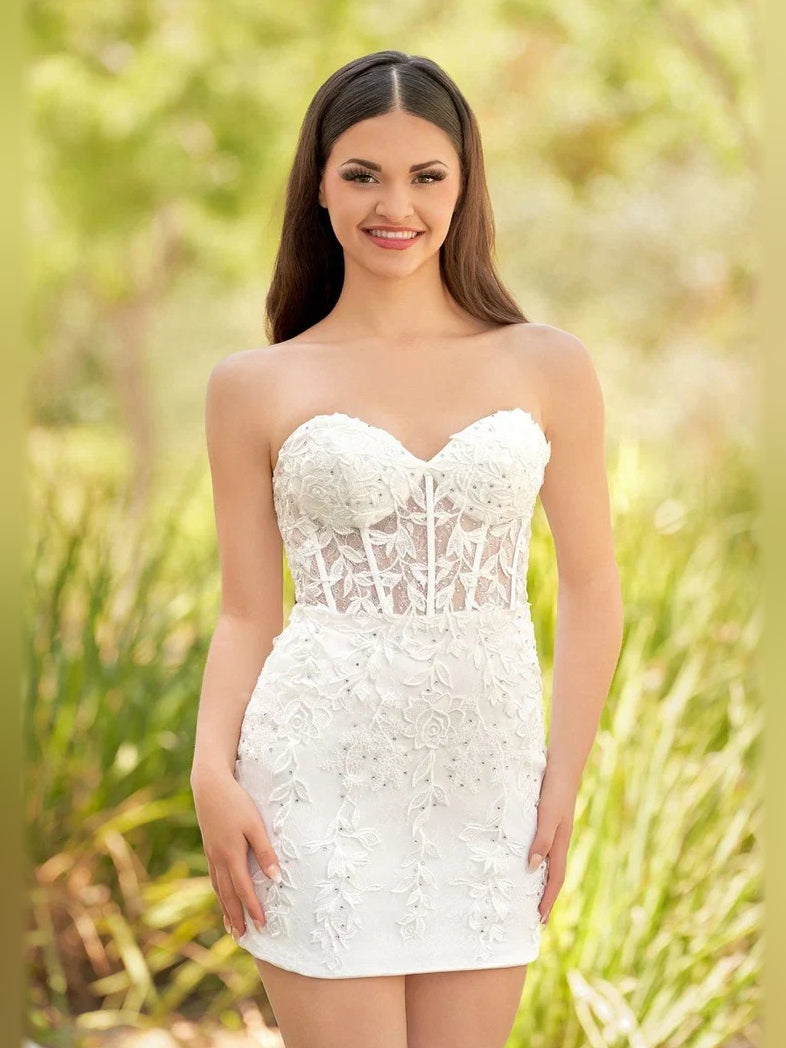 Corset Embroidered Floral Sweetheart Bodycon Mini Homecoming Dress for Spring Formal