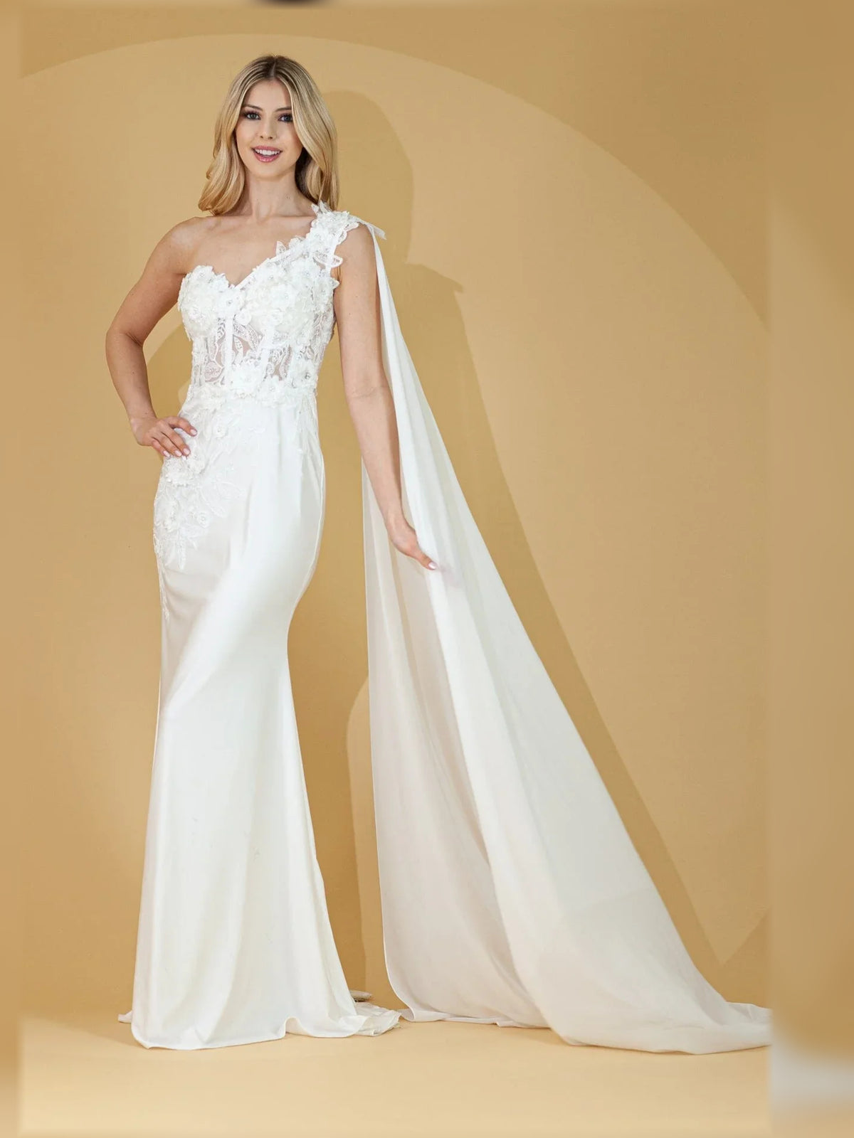 Floral Print One-Shoulder Mermaid Floor-Length Formal Dress