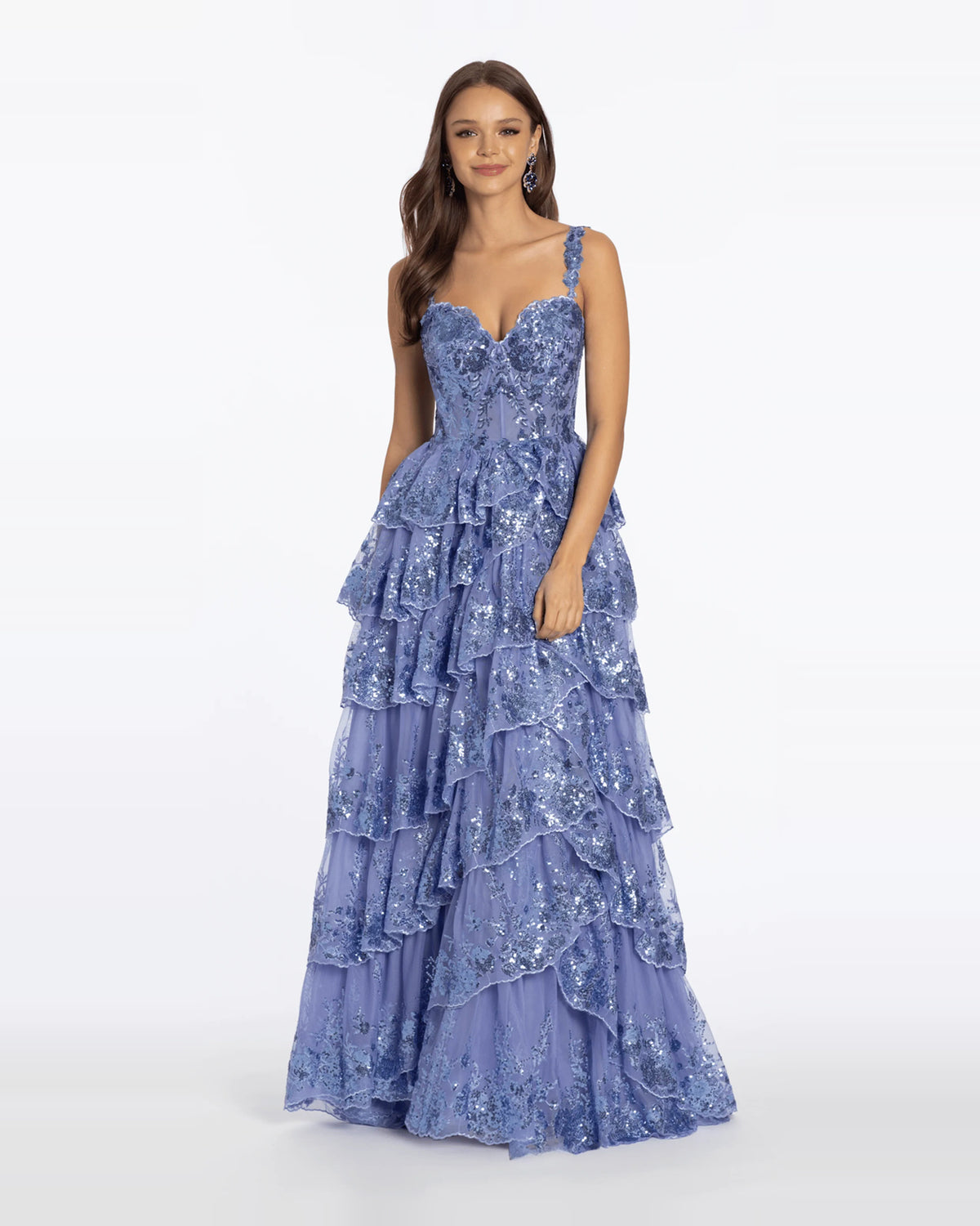 Corset Tiered Sweetheart Ball-Gown Floor-Length Prom Dress for Formal Reception