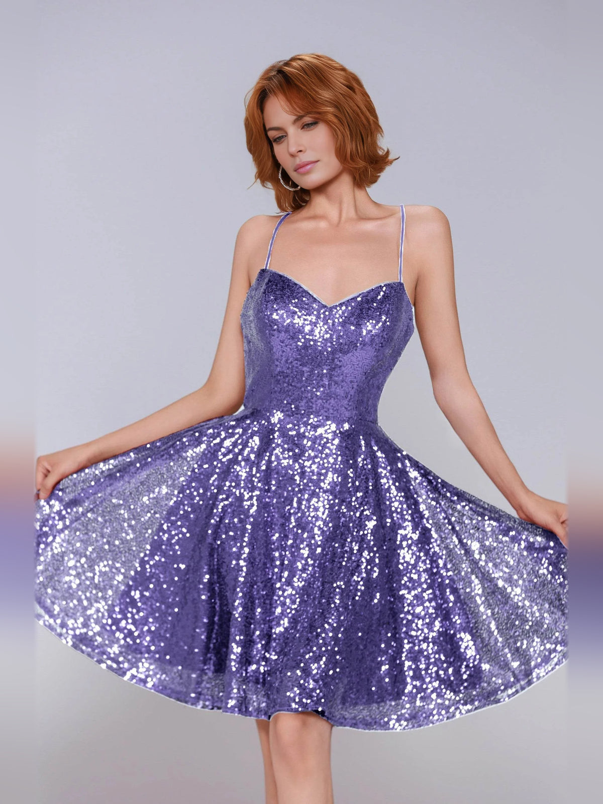 Sequin V Neck A-Line Mini Homecoming Dress for Bridal Shower