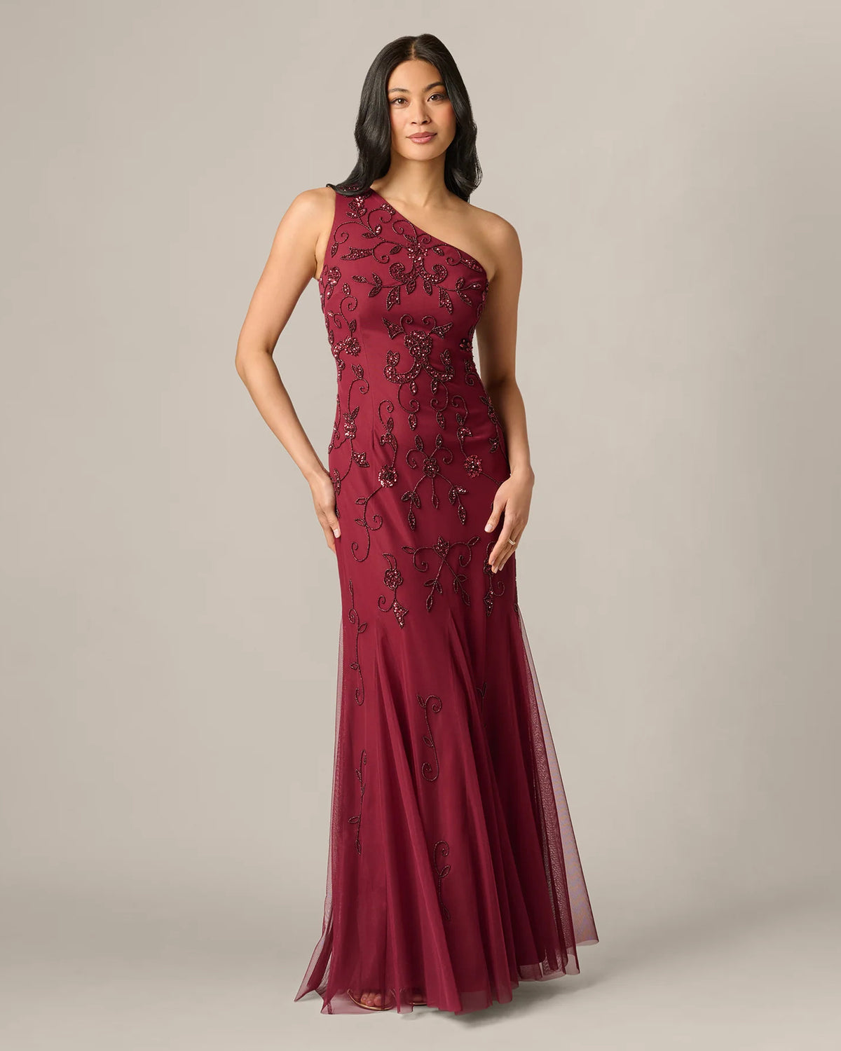 Floral Print One-Shoulder A-Line Maxi Mother of the Bride Dress for Wedding Reception