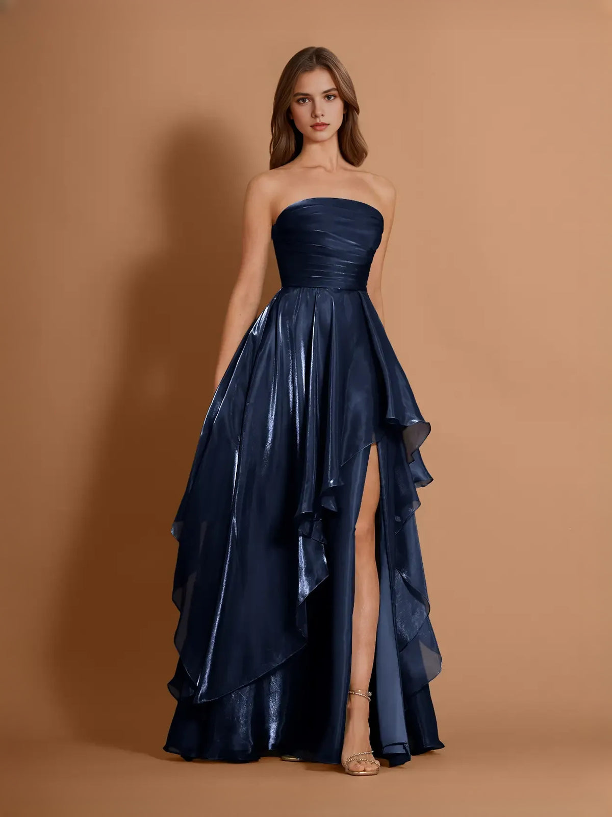 Ruched Slit Sweetheart A-Line Maxi Tulle Prom Dress for Gala