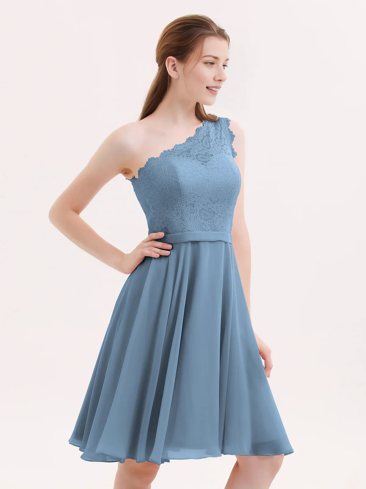 One Shoulder A-Line Short Chiffon Homecoming Dress for Evening Celebration