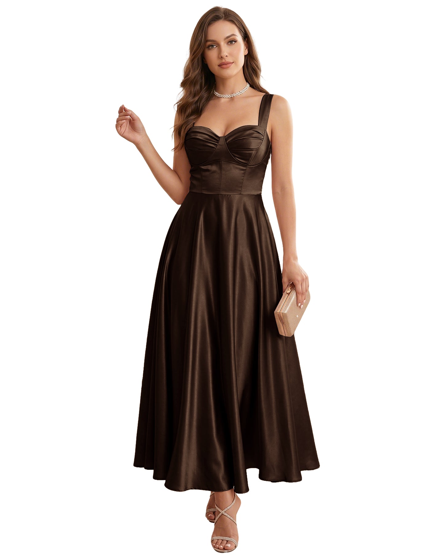 Sweetheart Satin A-Line Bridesmaid Dress with Lace-Up Back