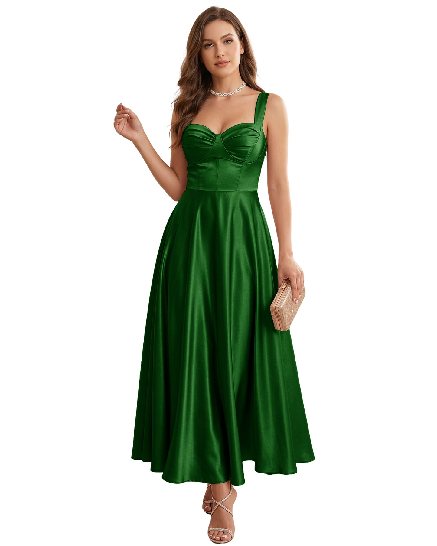 Sweetheart Satin A-Line Bridesmaid Dress with Lace-Up Back