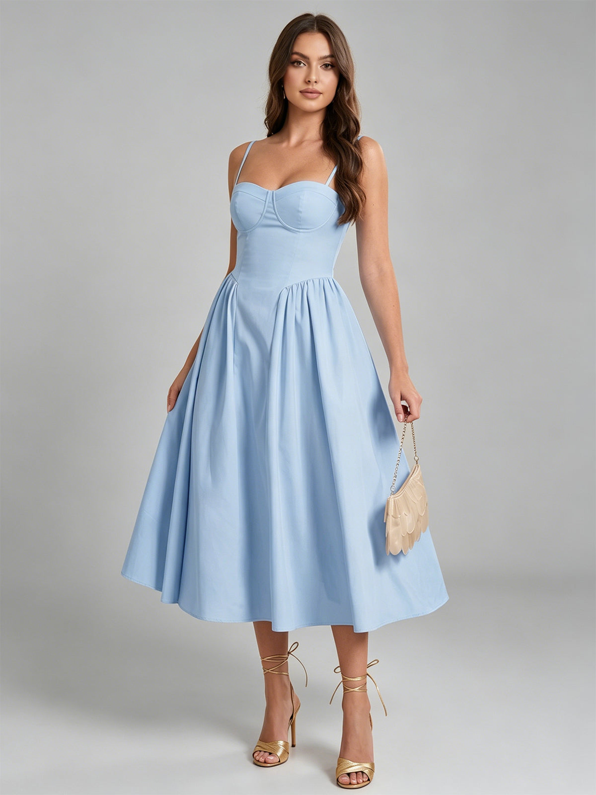 sweetheart midi a line bridesmaid dress