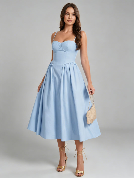 sweetheart midi a line bridesmaid dress