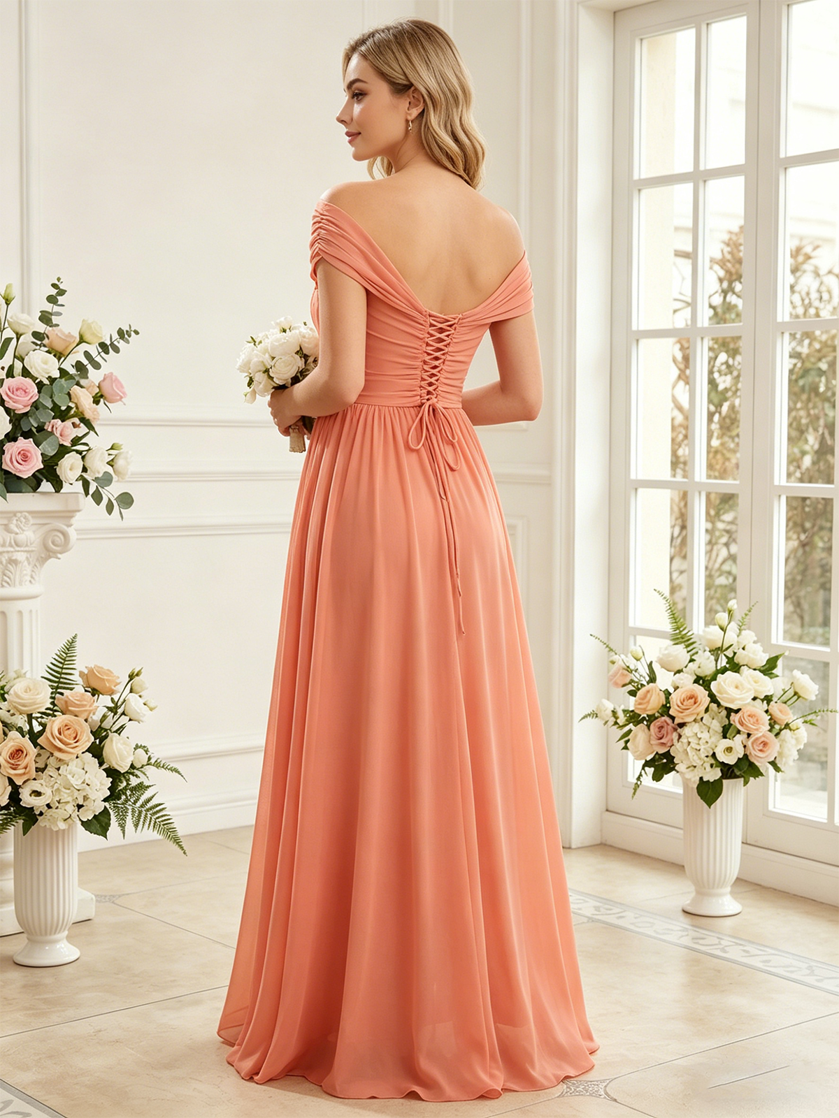 elegant a line floor length formal gown