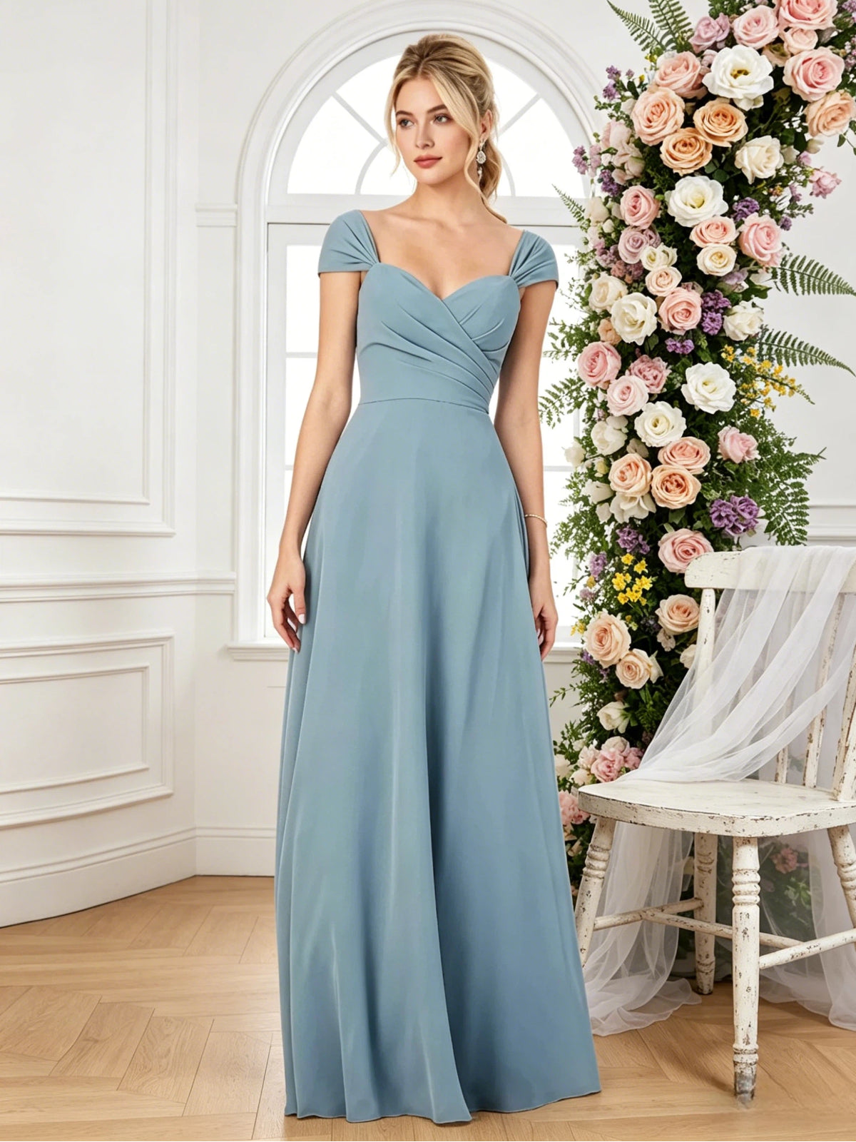 flowing chiffon floor length a line skirt