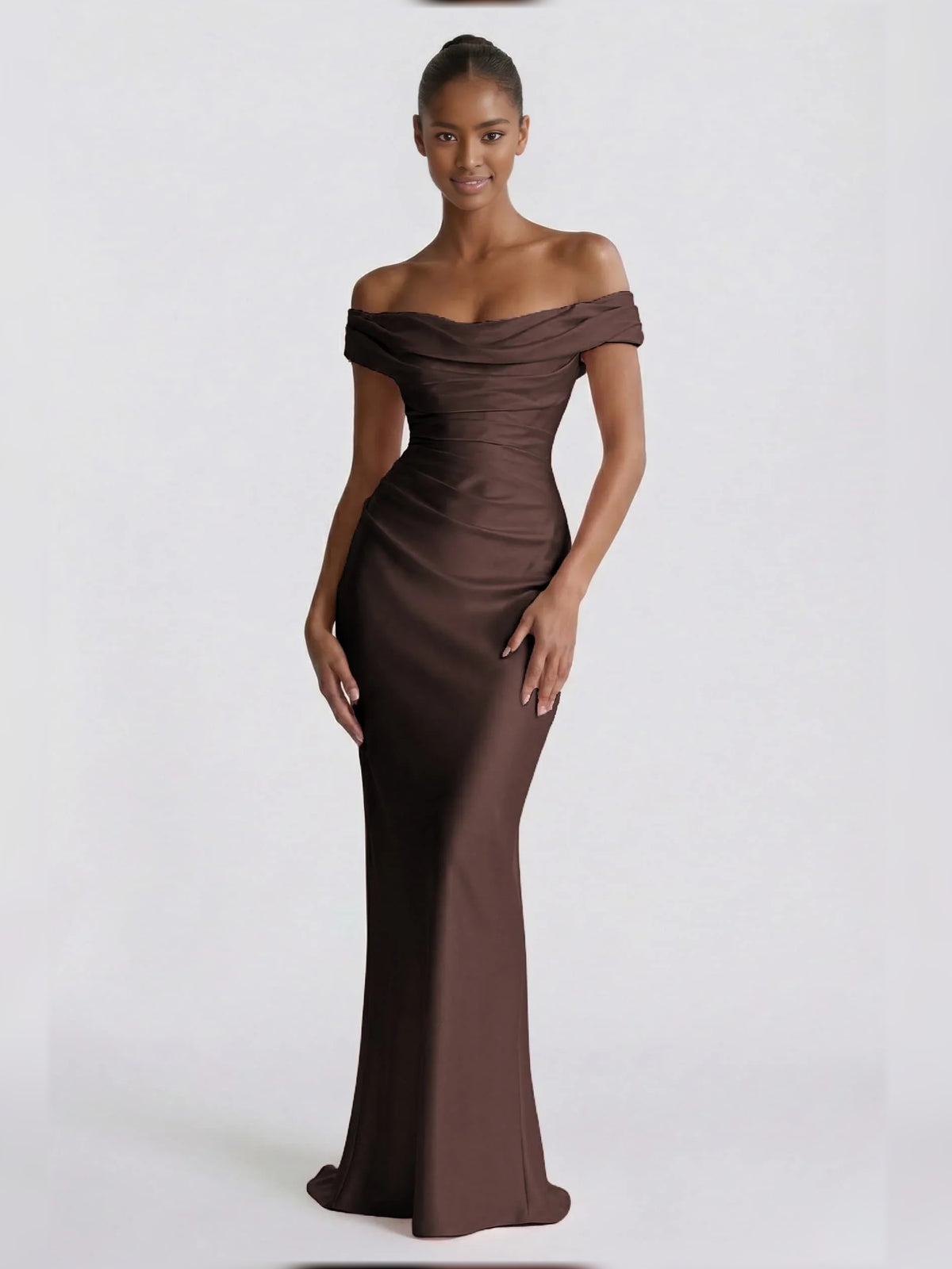 Off-The-Shoulder Short Sleeves Corset Floor-Length Formal Dress