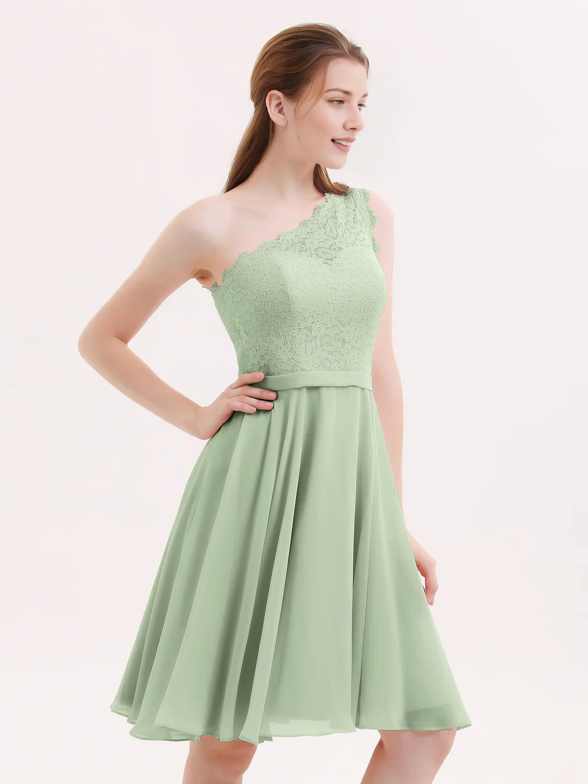One Shoulder A-Line Short Chiffon Homecoming Dress for Evening Celebration