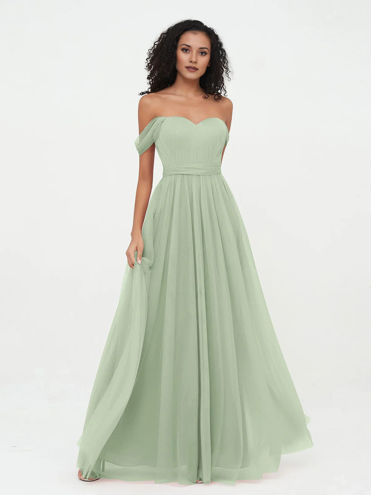 Pleated Draped Sweetheart A-Line Short Tulle Bridesmaid Dress for Church Wedding