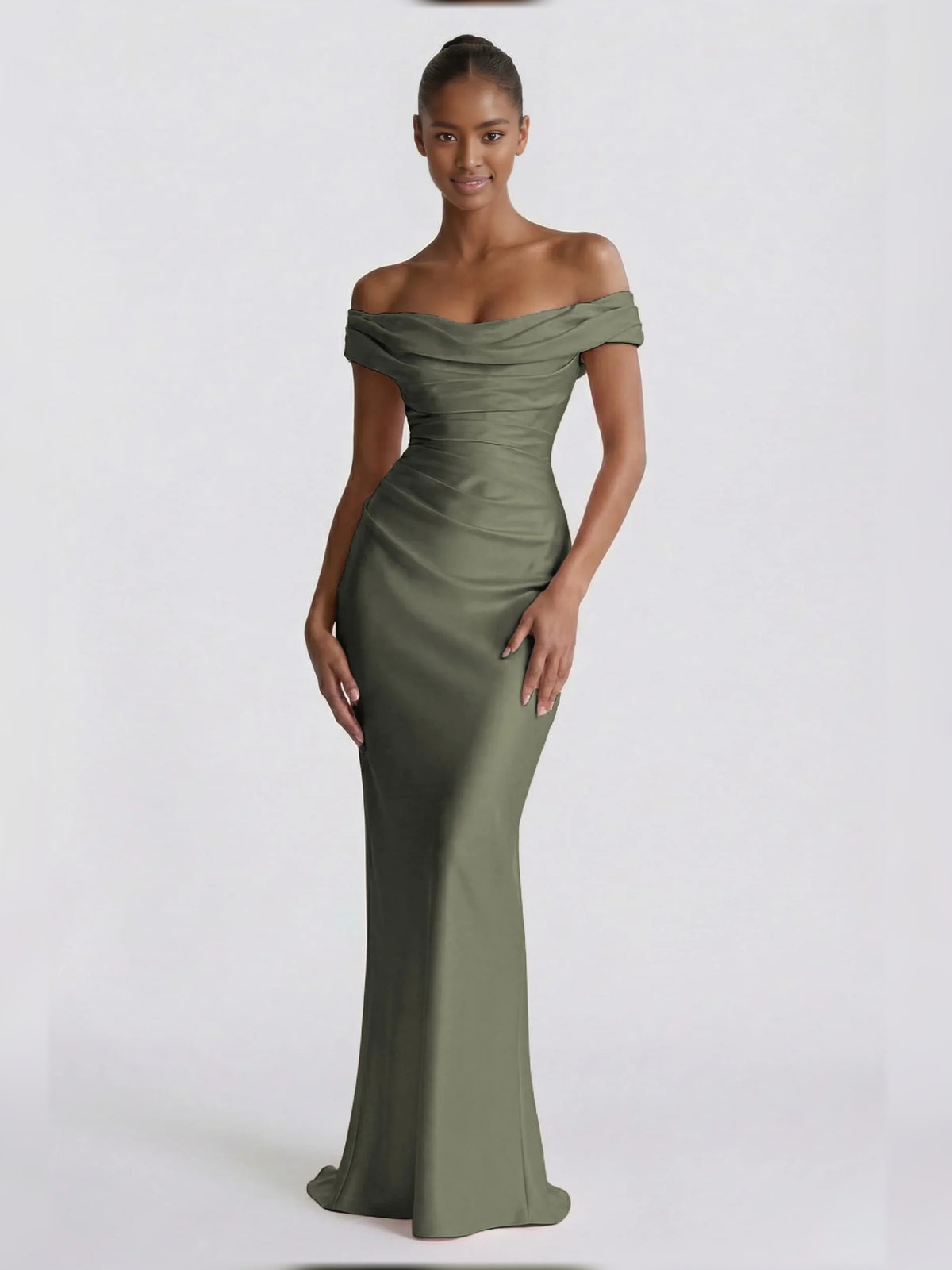 Off-The-Shoulder Short Sleeves Corset Floor-Length Formal Dress