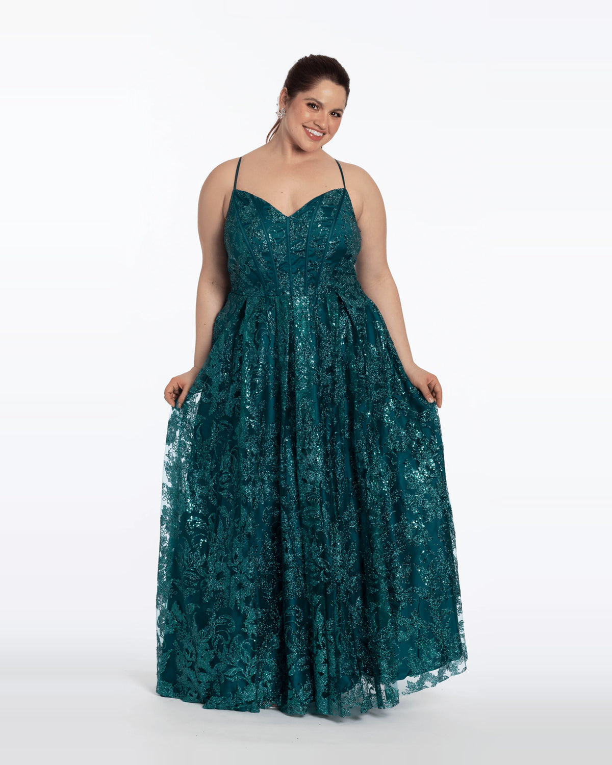 Corset Glitter V Neck Ball-Gown Floor-Length Prom Dress for Prom Night