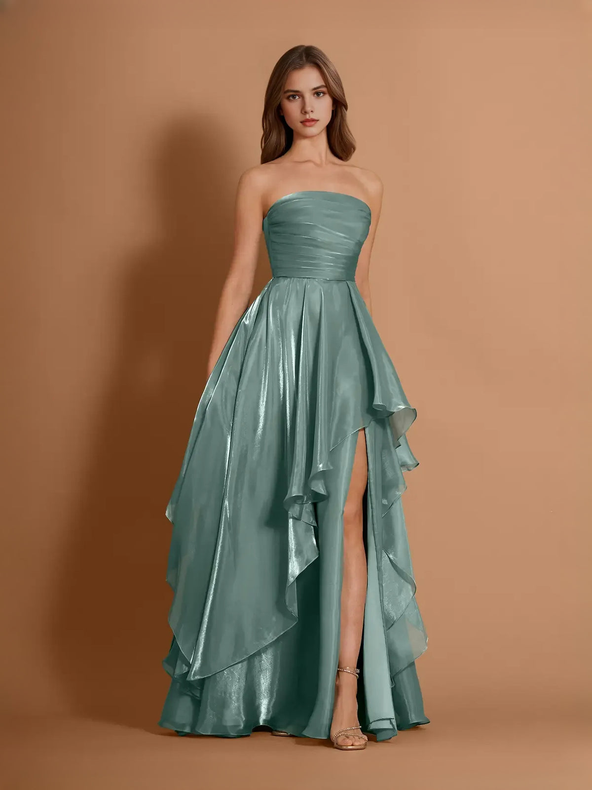 Ruched Slit Sweetheart A-Line Maxi Tulle Prom Dress for Gala