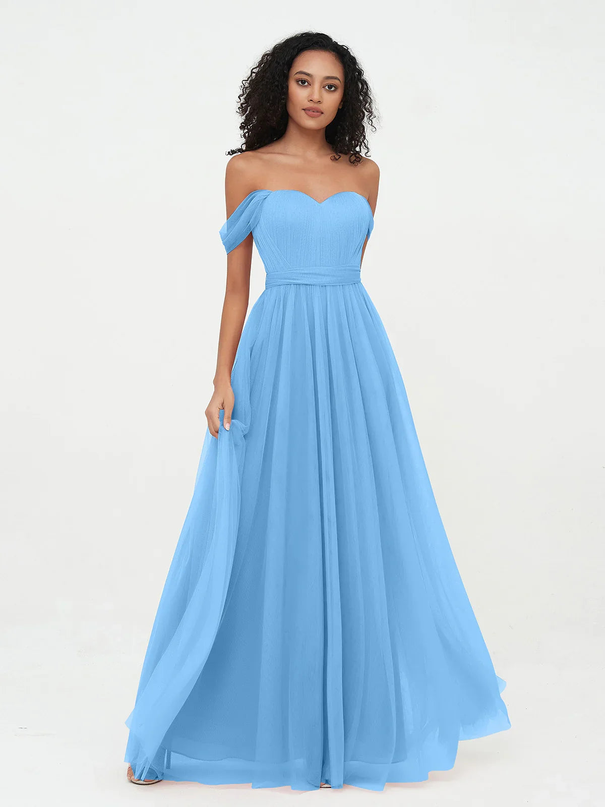 Pleated Draped Sweetheart A-Line Short Tulle Bridesmaid Dress for Church Wedding