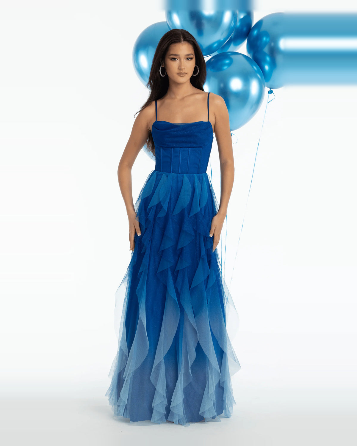 Draped Corset Column Maxi Prom Dress for Formal Reception