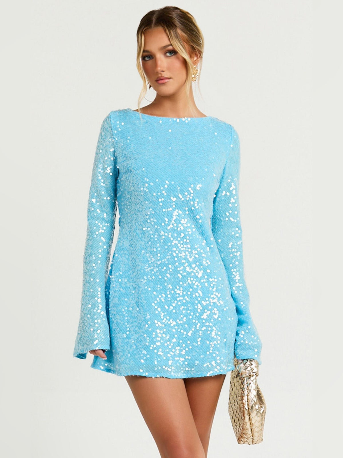 Sequin Scoop Neck Mini Homecoming Dress for Bridal Shower