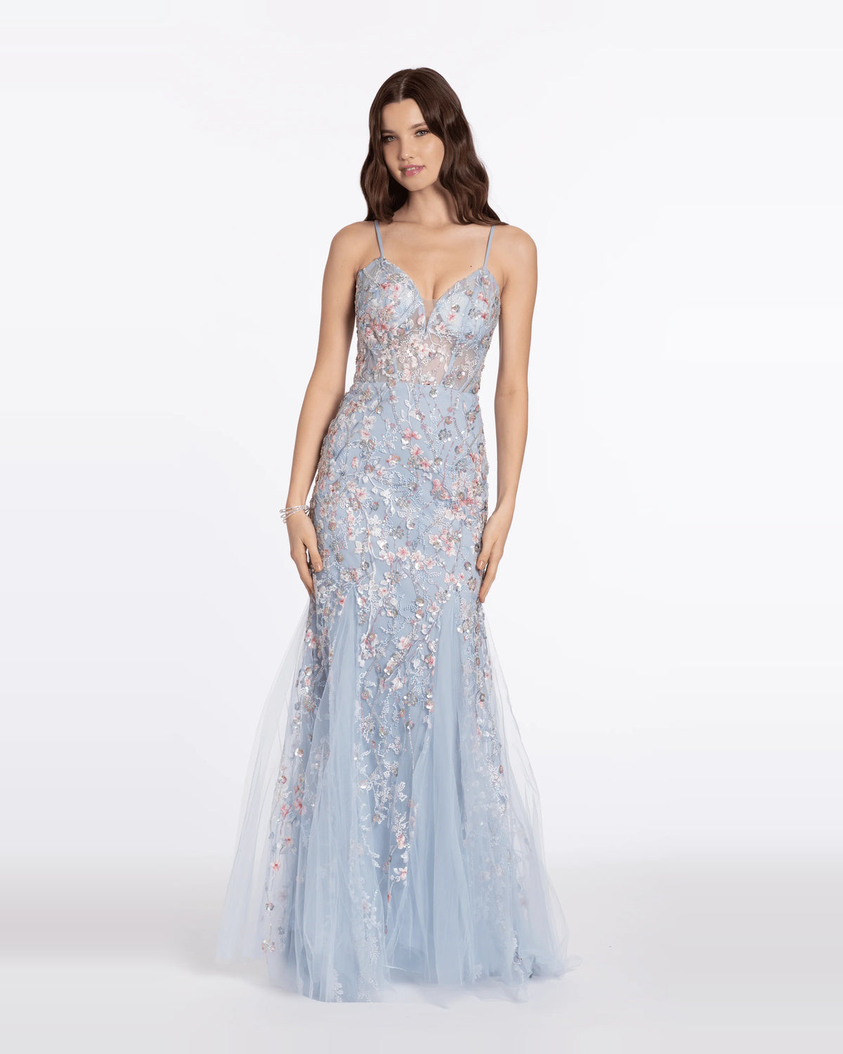 Corset Embroidered Sweetheart Mermaid Maxi Prom Dress for Formal Dance