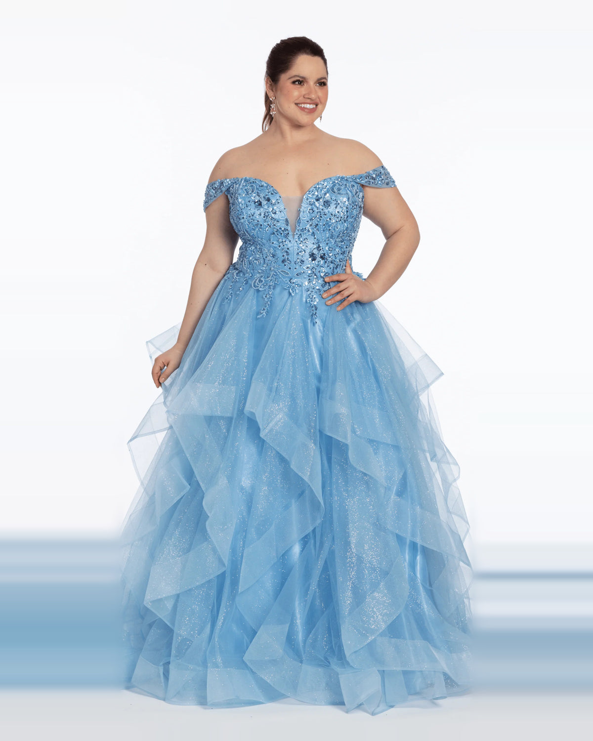 Corset Tiered Off Shoulder Ball-Gown Floor-Length Prom Dress for Senior Prom