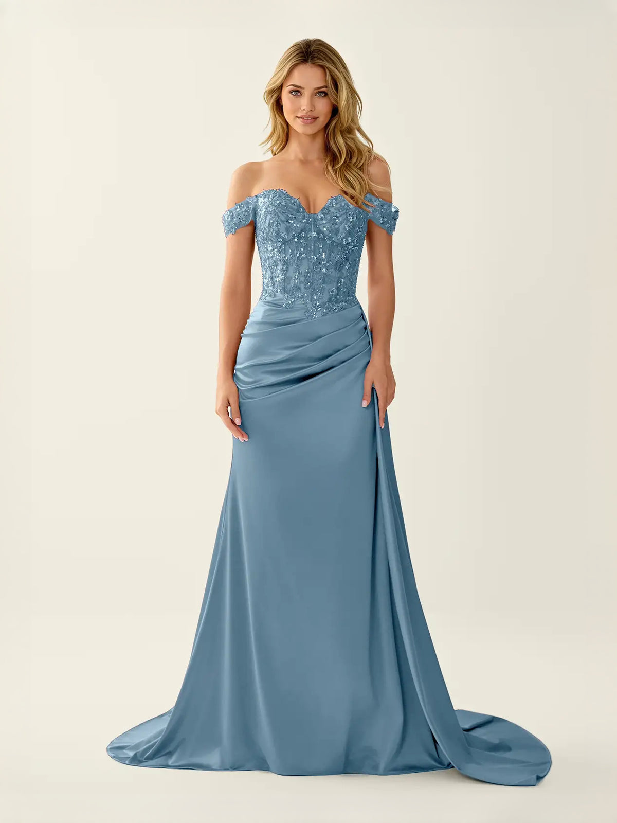 Ruched Draped Sweetheart Mermaid Floor-Length Satin Prom Dress for Red Carpet Event