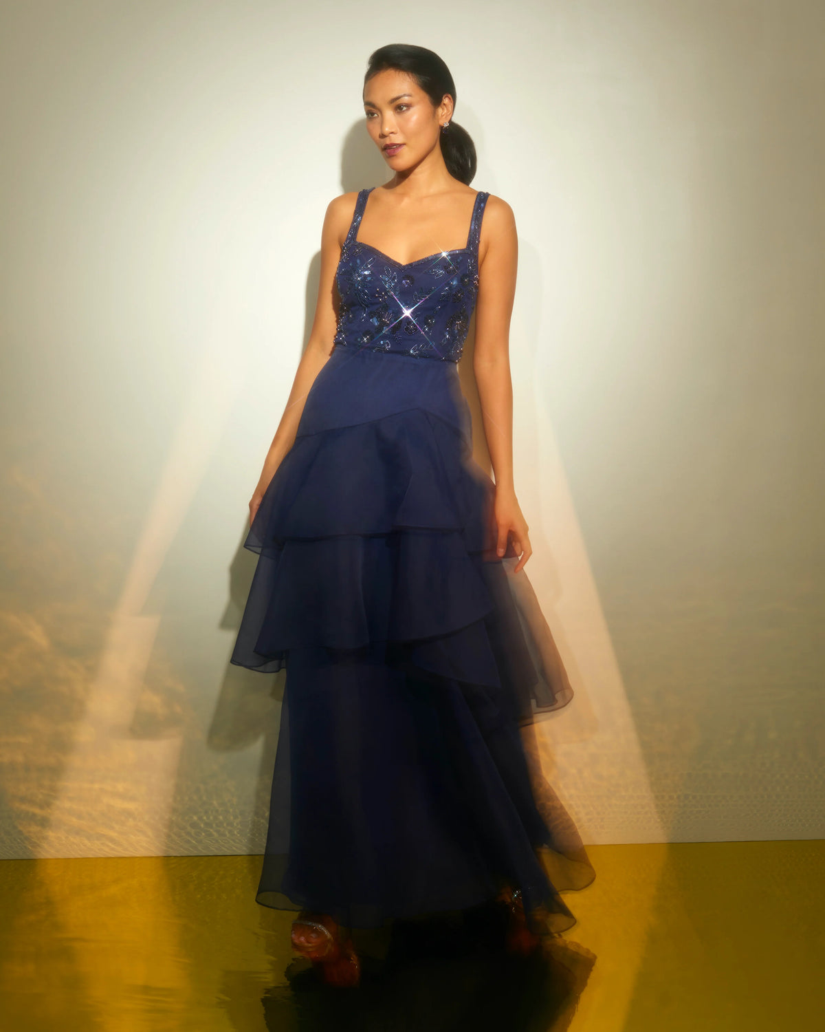 Tiered Beaded Sweetheart Ball-Gown Floor-Length Mother of the Bride Dress for Hotel Wedding