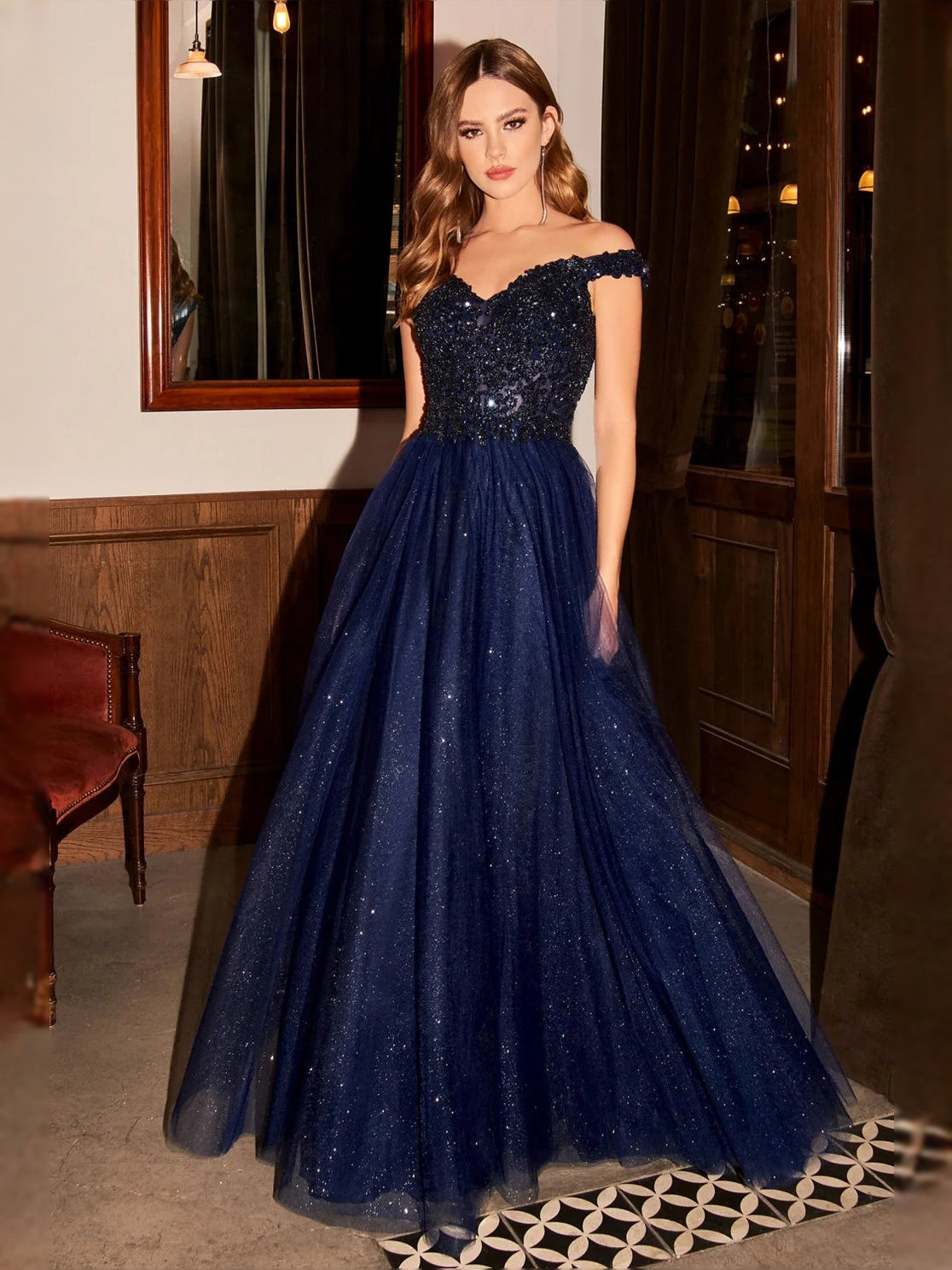 Draped Layered Sweetheart A-Line Floor-Length Tulle Prom Dress for Winter Formal
