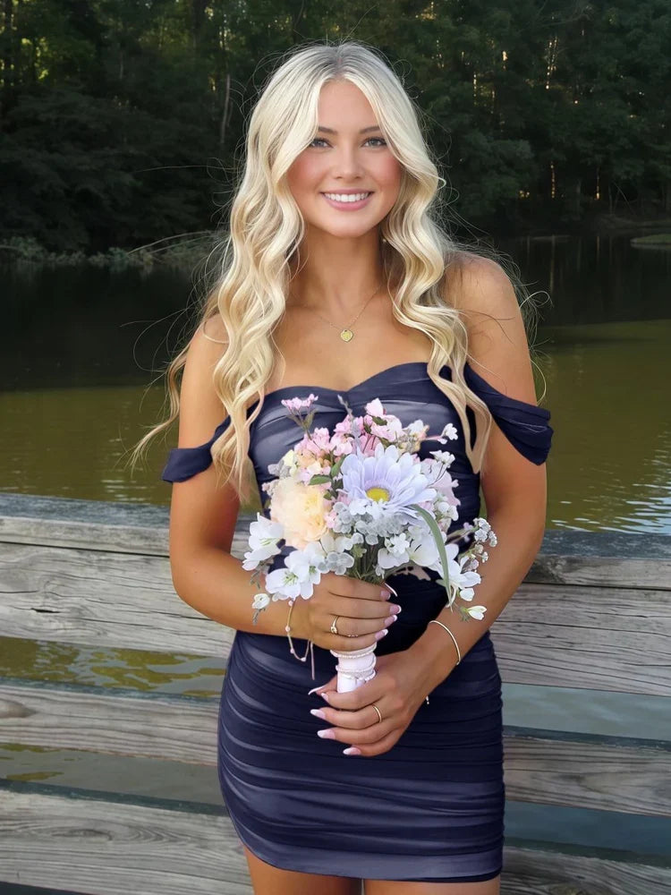Ruched Layered Sweetheart Bodycon Mini Homecoming Dress for Wedding Guest