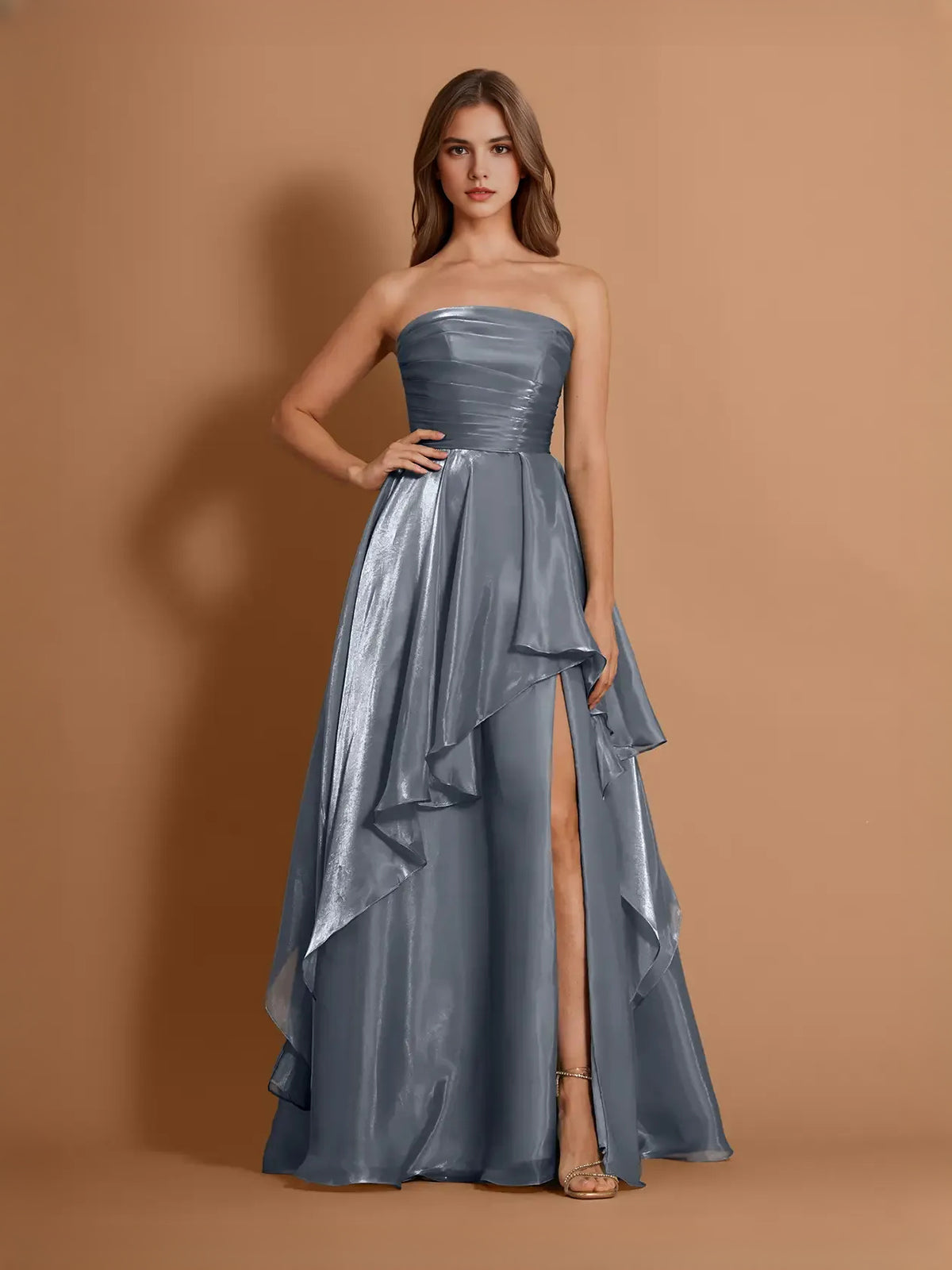 Ruched Slit Sweetheart A-Line Maxi Tulle Prom Dress for Gala