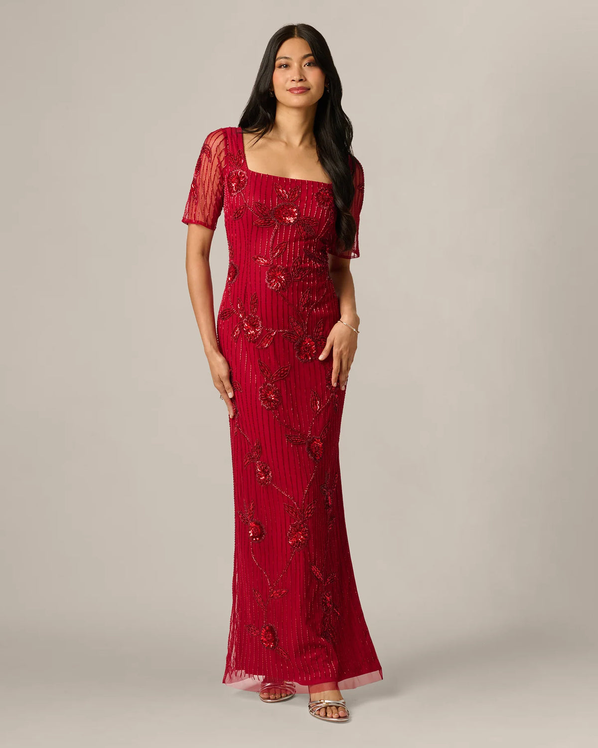 Floral Print Spaghetti Strap Sheath Maxi Mother of the Bride Dress for Formal Dinner